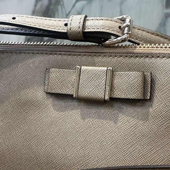 COACH Darcy Bow East West Crossbody Black Handbag 9 x 6 x 1 Metallic Pewter - Picture 7 of 12